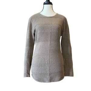 2 for 1 identical Textured Taupe and Cream Cotton Sweaters EUC LARGE